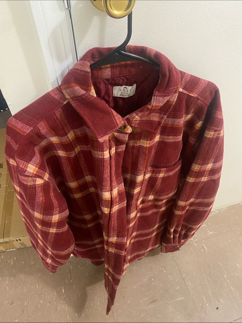 Cozy Red Plaid Teddy Jacket with Button Front